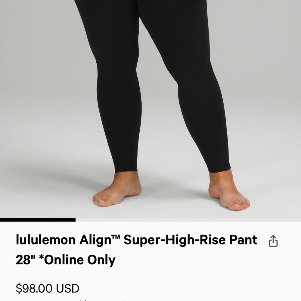 lululemon align black leggings size 4 28’